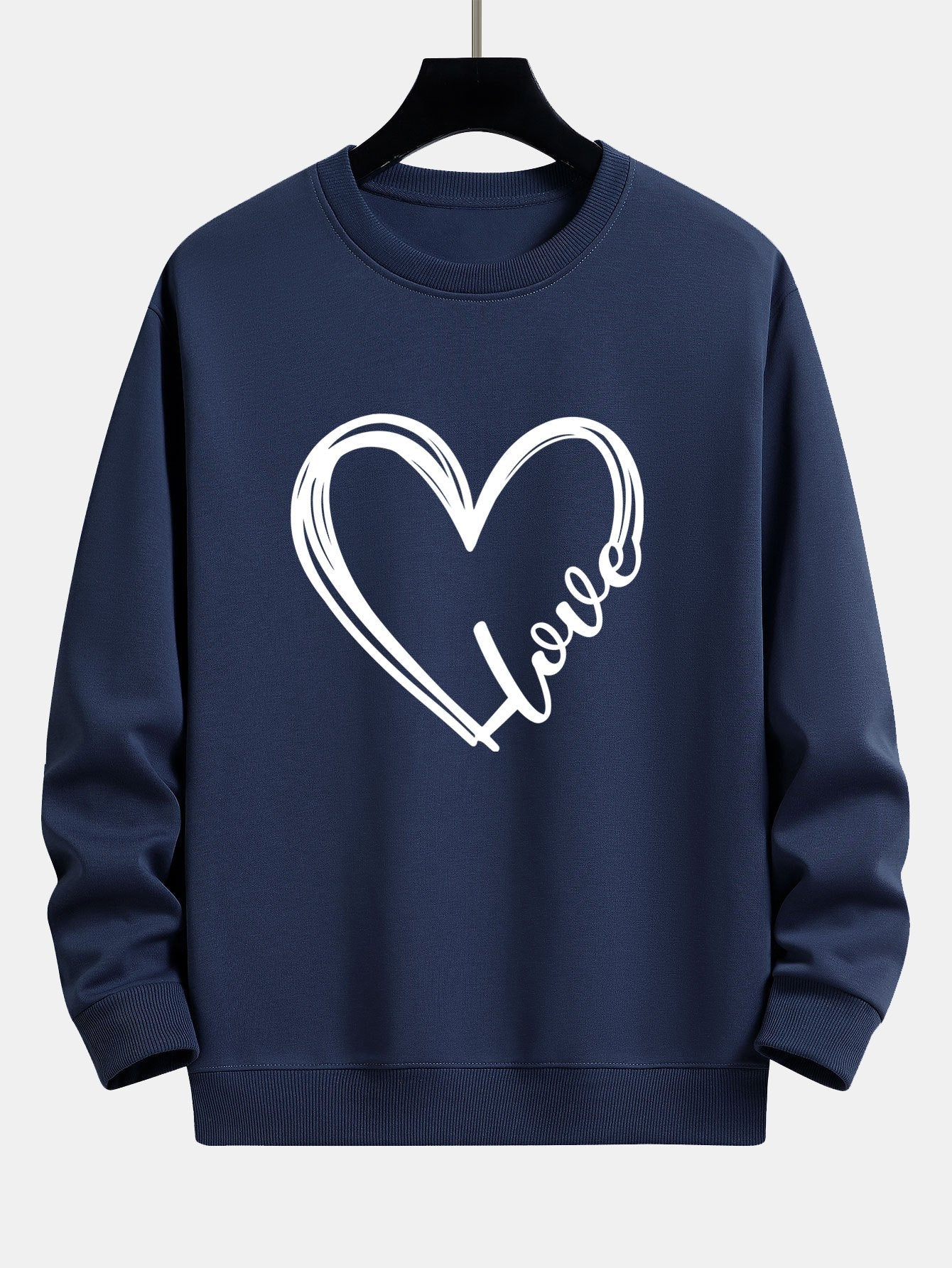 Doodle Heart Print Relax Fit Sweatshirt