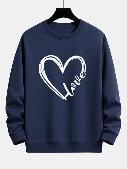 Doodle Heart Print Relax Fit Sweatshirt