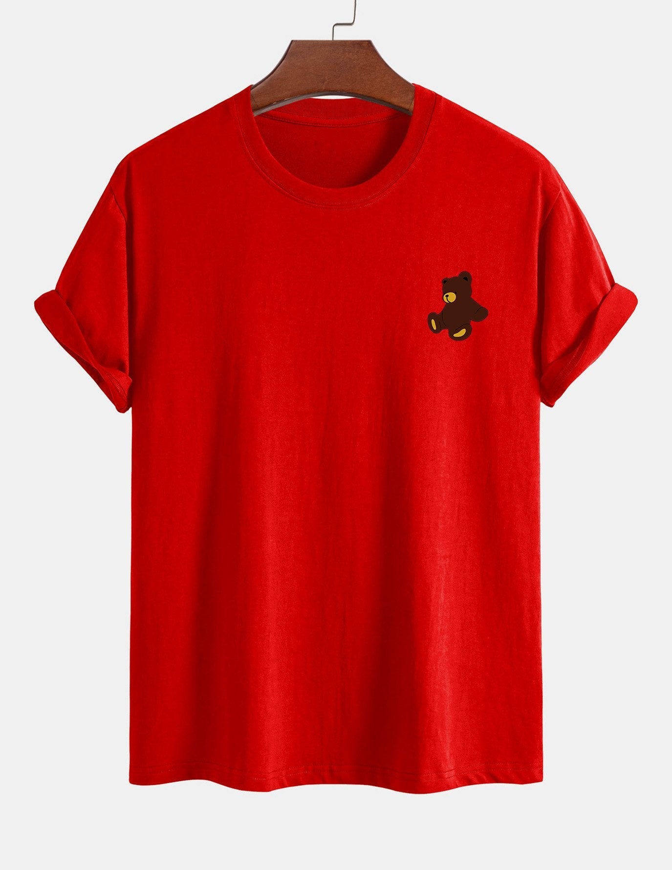 Regular Fit Teddy Bear Print Cotton T-Shirt