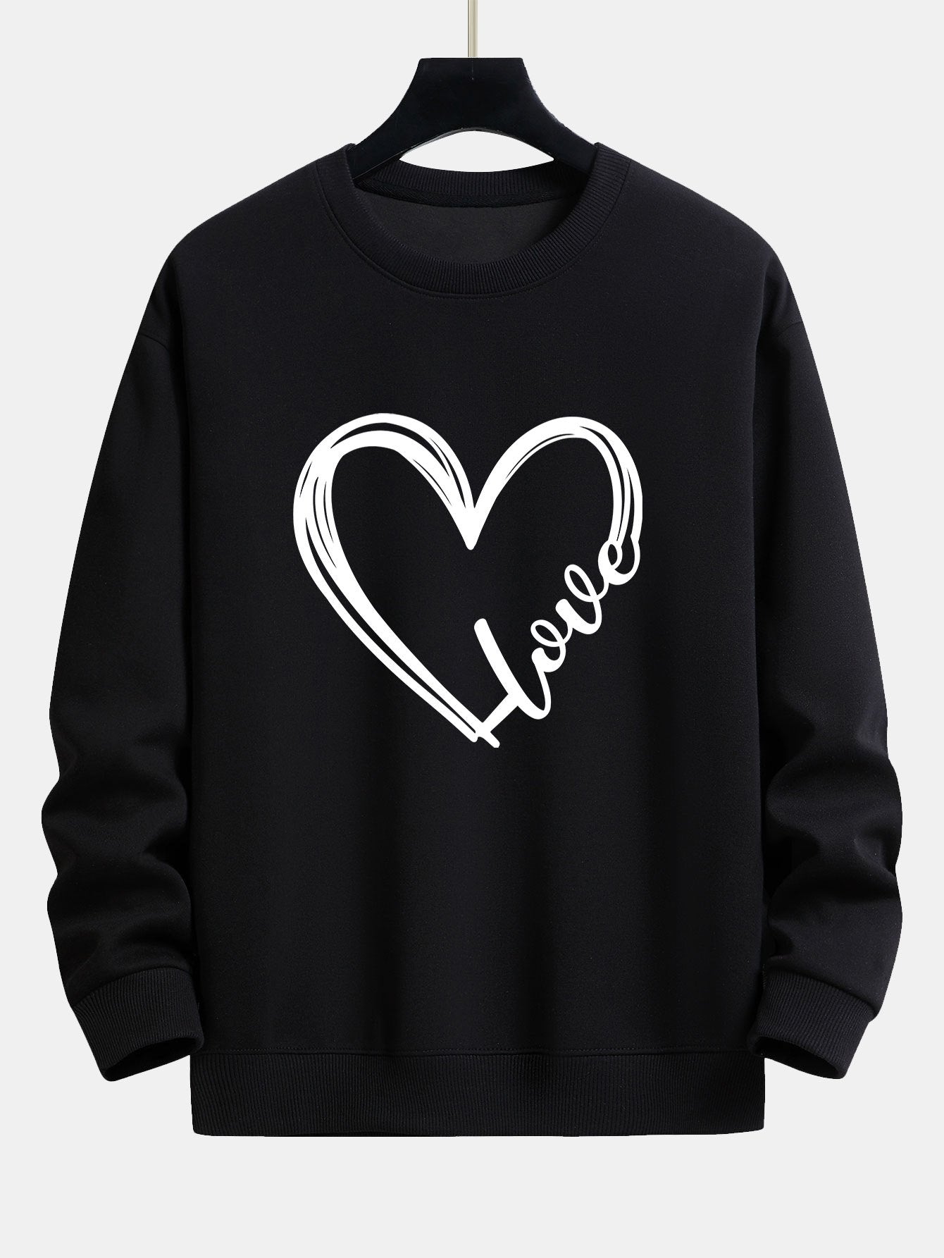 Doodle Heart Print Relax Fit Sweatshirt