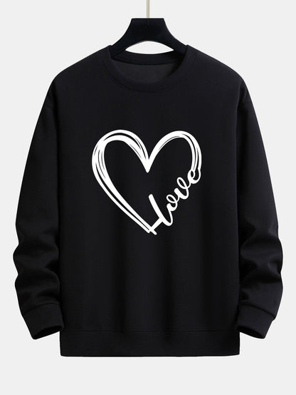 Doodle Heart Print Relax Fit Sweatshirt